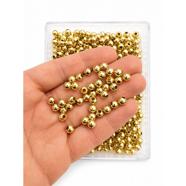 6 mm Metal Lak Kaplama Sarı Top Boncuk – 25 Gram (85 Adet)