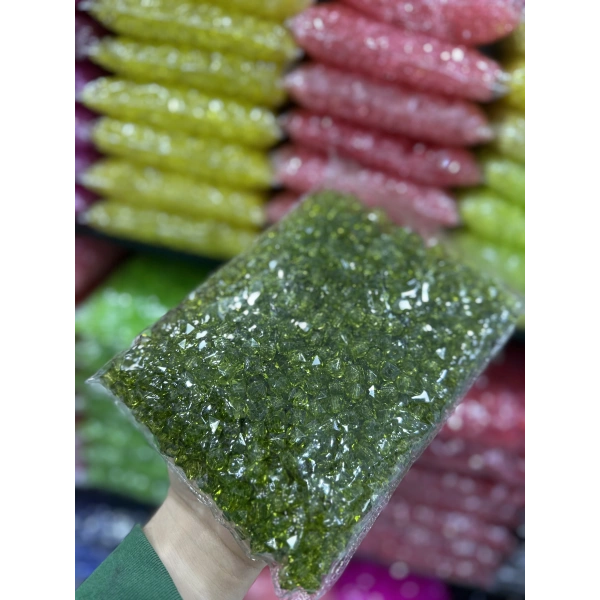 10 MM ŞEFFAF RENKLİ KÜP ÇANTA BONCUĞU (500 GRAM)