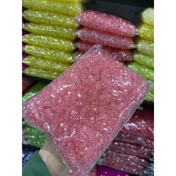 10 MM ŞEFFAF RENKLİ KÜP ÇANTA BONCUĞU (500 GRAM)