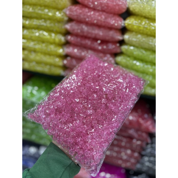 10 MM ŞEFFAF RENKLİ KÜP ÇANTA BONCUĞU (500 GRAM)