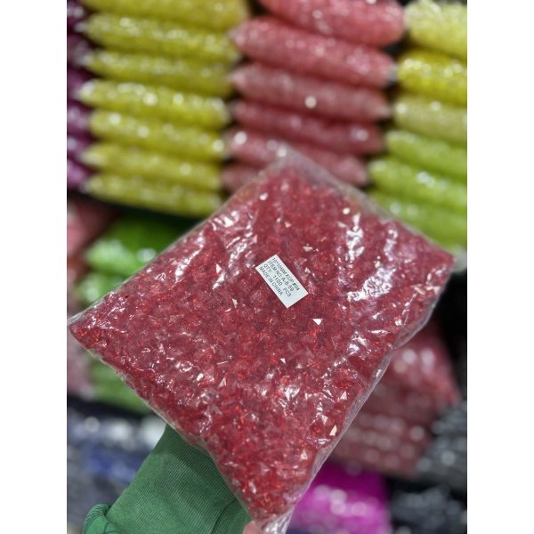 10 MM ŞEFFAF RENKLİ KÜP ÇANTA BONCUĞU (500 GRAM)