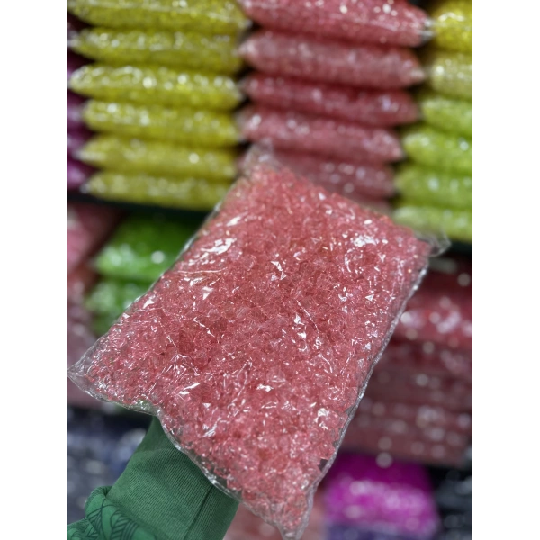 10 MM ŞEFFAF RENKLİ KÜP ÇANTA BONCUĞU (500 GRAM)