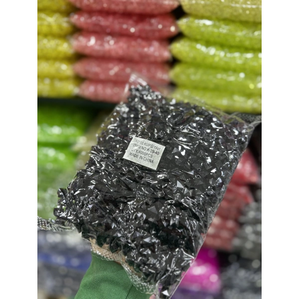 10 MM SİYAH KÜP ÇANTA BONCUĞU (500 GRAM)