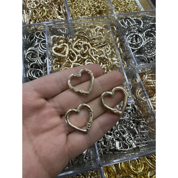 Roz Kalp Çanta Klipsi