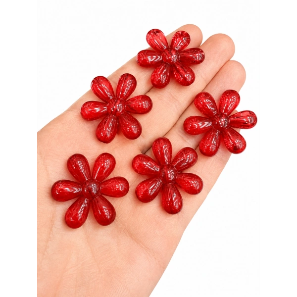AKRİLİK KIRMIZI PAPATYA (500 GRAM - 150 ADET)