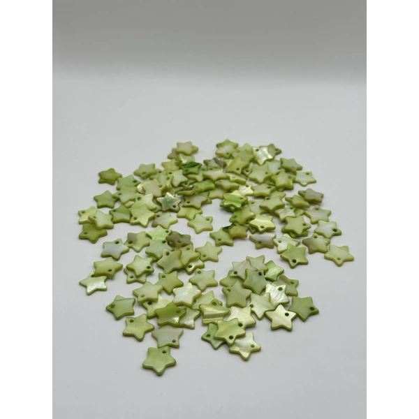 DOĞAL YEŞİL SEDEF YILDIZ BONCUK (25 GRAM - 65 adet)