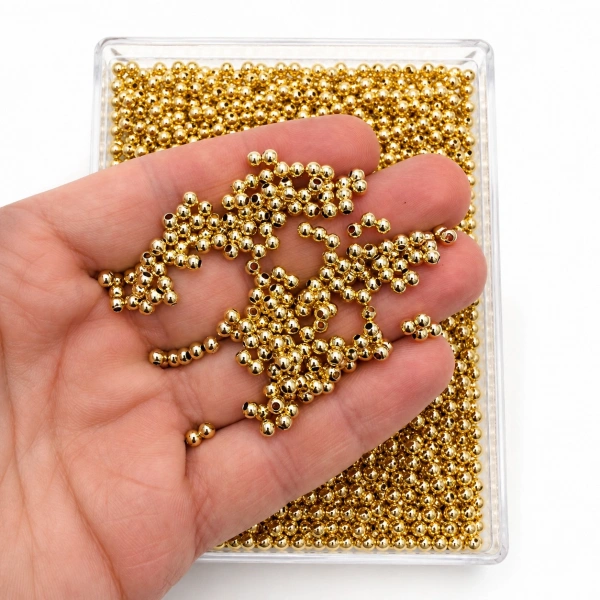 3 mm Metal Lak Kaplama Sarı Top Boncuk – 25 Gram (450 Adet)