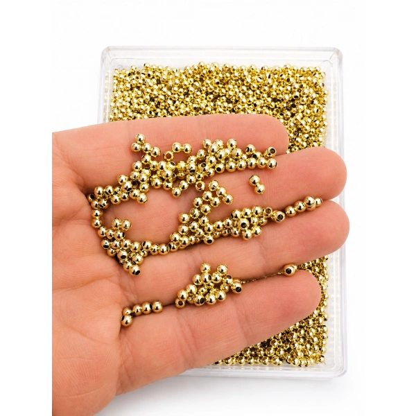 4 mm Metal Lak Kaplama Sarı Top Boncuk – 25 Gram (220 Adet)