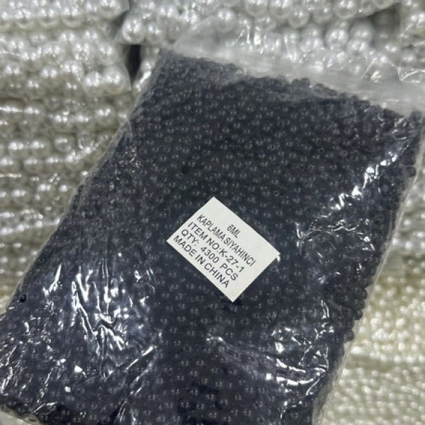 6mm siyah lüx inci (500 gr)