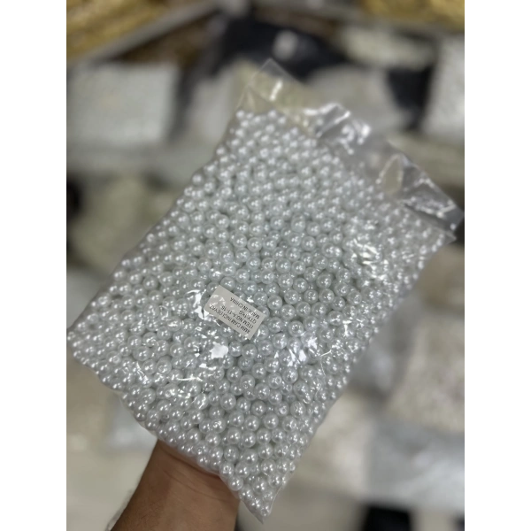 8 mm Beyaz Cam İnci (1 Kg)