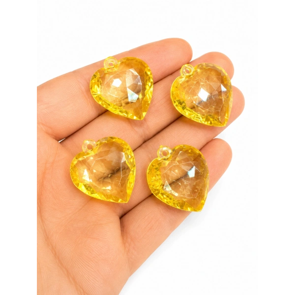 AKRİLİK SARI KALP (500 gram - 165 adet)