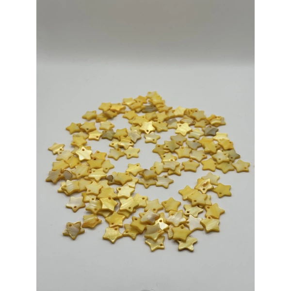 DOĞAL SARI SEDEF YILDIZ BONCUK (25 GRAM - 65 adet)