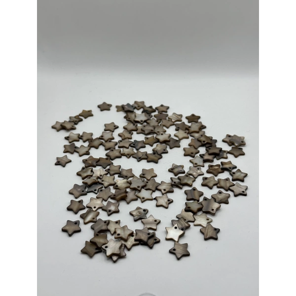 DOĞAL KAHVE SEDEF YILDIZ BONCUK (25 GRAM - 65 adet)