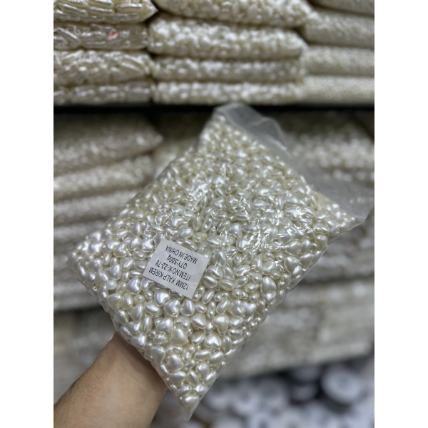 Lüks 12 mm Kalp Şekilli Barok İnci Boncuk - 500 Gram