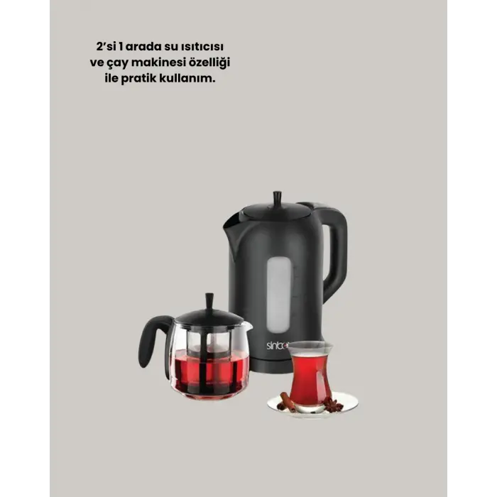 0,9 L Cam Demlik ve 1,7 L Su Haznesi ile Çay Keyfi