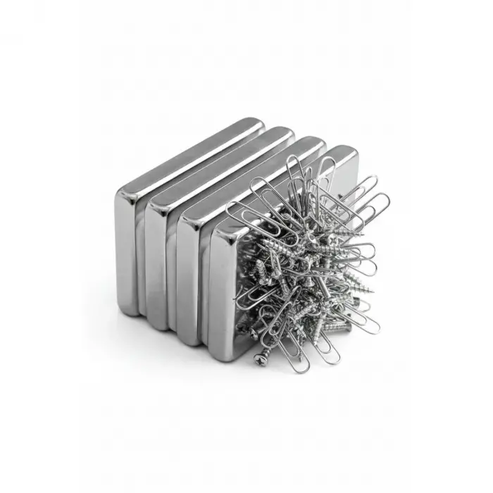 1 Adet 40x20x5mm Neodyum Magnet Güçlü N35 Mıknatıs Köşeli Nikel Kaplama