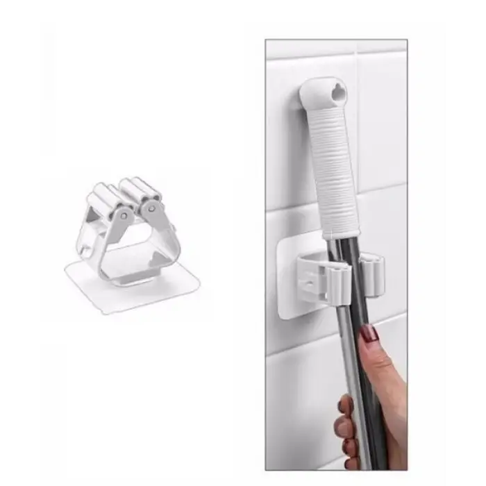 1 Adet Yapışkanlı Pratik Mop Tutucu Beyaz