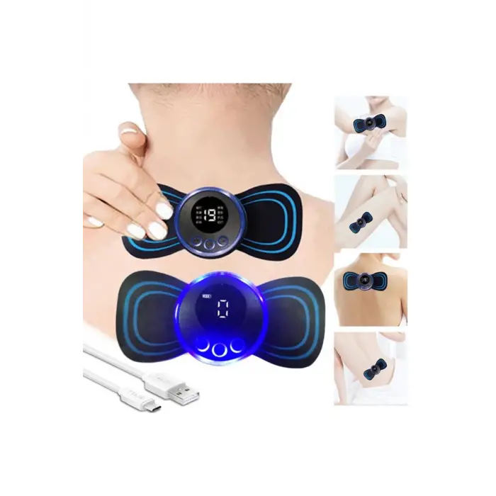 1 Adet Yedek Ped Şarjlı Kelebek Ems Boyun Omuz Kol Sırt Elektrikli Masaj Bantı Kas Stimülatörü Aleti