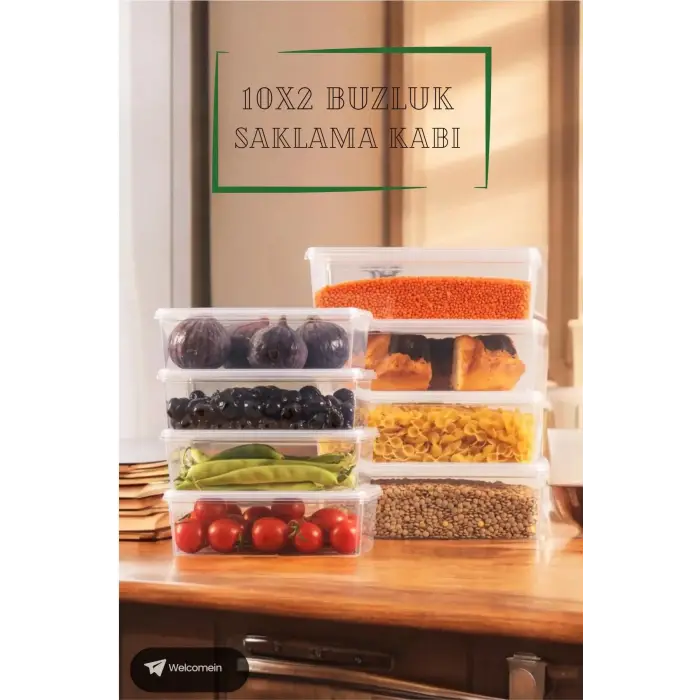 10 Adet 2 Lt. 10 Adet 1 Lt Kendinden Kapaklı Derin Dondurucuya Uygun Buzluk Saklama Kabı Düzenleyici