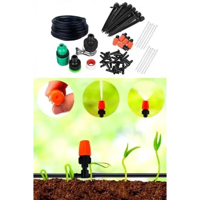 10 Metre Bahçe Damlama Sulama Sistemi Seti Hortum Ve Ek Parçaları