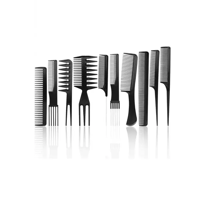 10 Parça Profesyonel Kuaför Tarak Seti - Saç Kesim, Ayırma, Şekillendirme Ve Fön Tarağı