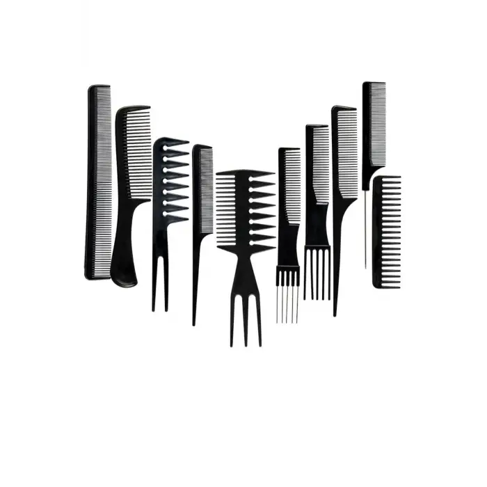10 Parça Profesyonel Kuaför Tarak Seti - Saç Kesim, Ayırma, Şekillendirme Ve Fön Tarağı