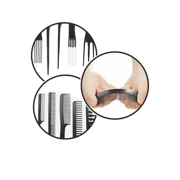 10 Parça Profesyonel Kuaför Tarak Seti - Saç Kesim, Ayırma, Şekillendirme Ve Fön Tarağı