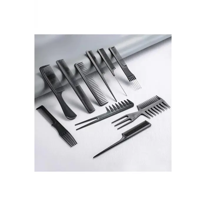 10 Parça Profesyonel Kuaför Tarak Seti - Saç Kesim, Ayırma, Şekillendirme Ve Fön Tarağı