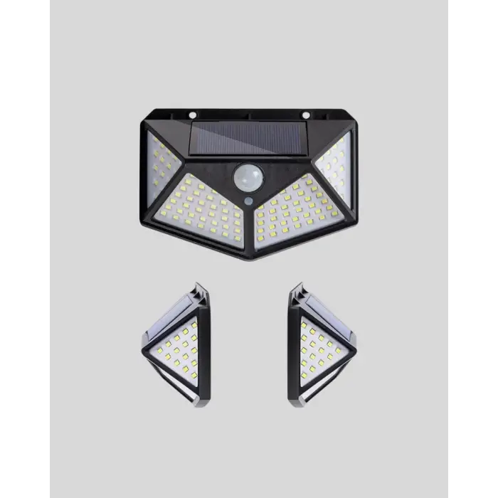 100 Led Solar Lamba Hareket Algılamalı Bahçe Duvar Dış Mekan Aydınlatma