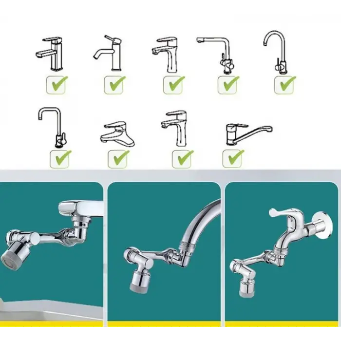1080 Derece Dönebilen Robotik Kol Musluk Başlığı - Musluk Uzatma Aparatı Ucu (336336)
