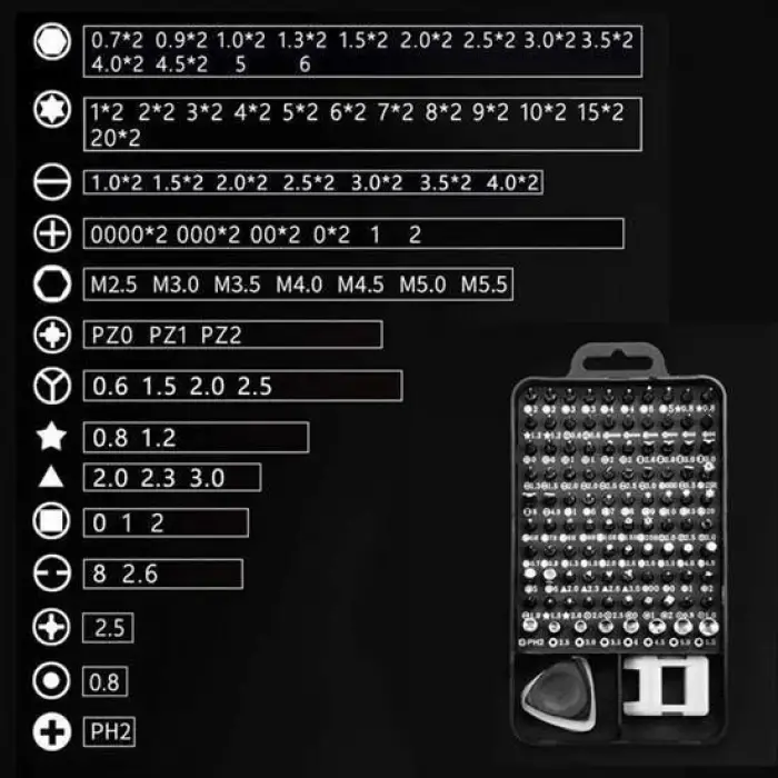 115 in 1 Hassas Tornavida Onarım Alet Manyetik Sürücü Kitli Elektronik Hassas Tornavida Seti