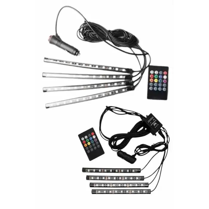 12li Şerit Led Işık Rgb Sese Ve Müziğe Duyarlı Araç İçi Ayak Altı