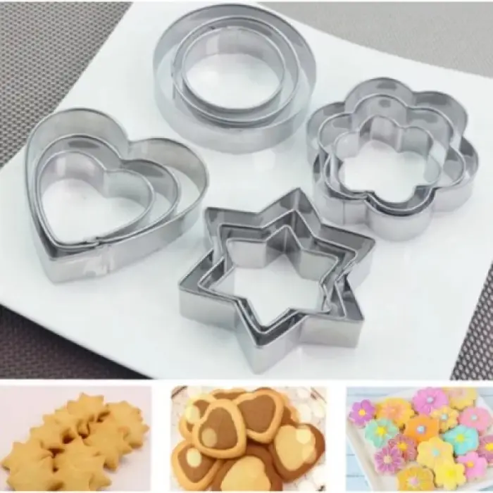 12 Parça Paslanmaz Çelik Kurabiye Kalıbı