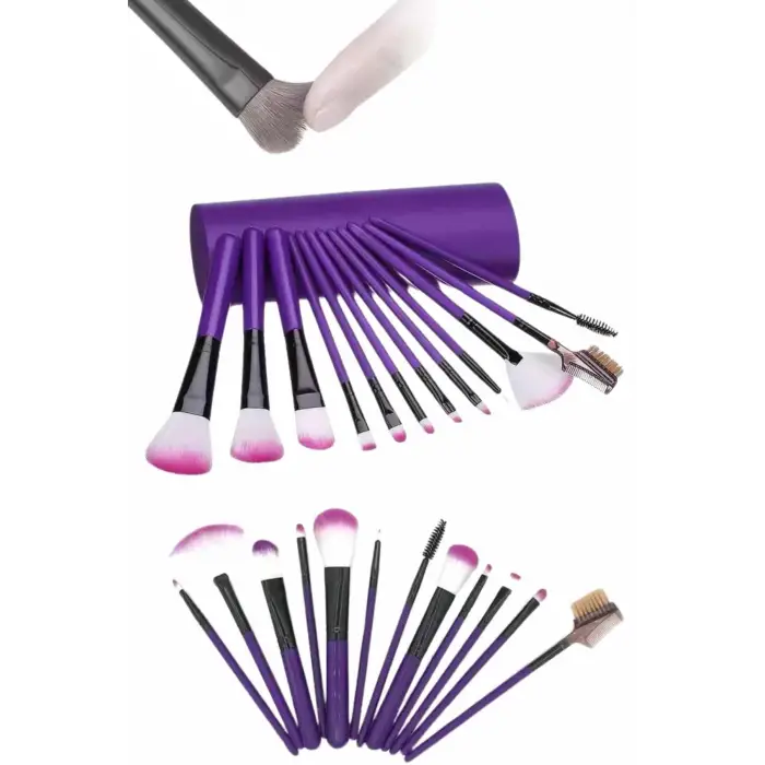 12 Parça Yumuşak Uçlu Makyaj Fırça Set-Göz ve Yüz Makyajı İçin Fırça Seti Profesyonel Makyaj Seti