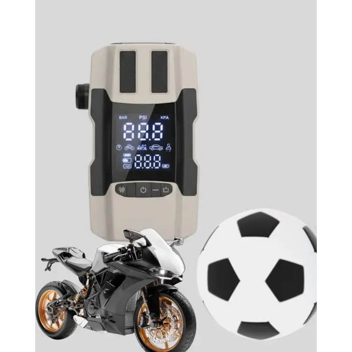 12.000 Mah Akü Takviye Powerbank Dahili Hava Pompalı Dijital Ekranlı