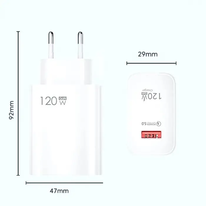 120w Usb Hızlı Type C Uçlu Kablolu Şarj Aleti