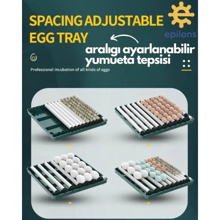 130 Yumurtalık Tam Otomatik Kuluçka Makinesi Extra Yedek Motorlu Akü Kablolu Silindir Viyollü Profesyonel