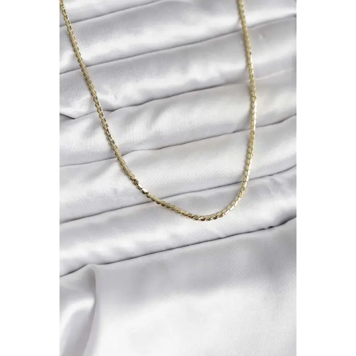 14K Gold Renk Kaplama Ezme Zincir Model CM Kadın Kolye