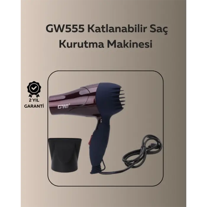 1500W Katlanabilir Mini Saç Kurutma Makinesi | Seyahat Tipi, AB Fişli, Sessiz ve Kompakt Tasarım