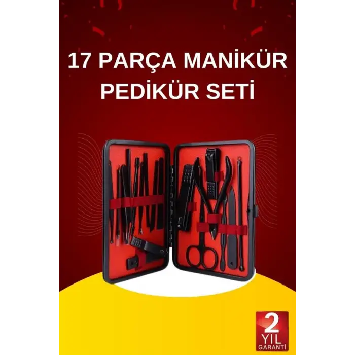 17 Parça El Ayak Bakım Seti Tırnak Temizleme Manikür Pedikür Cımbız Törpü Tırnak Makası