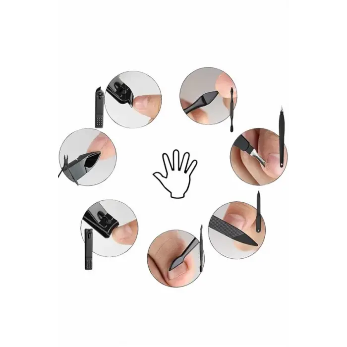 17 Parça El Ayak Bakım Seti Tırnak Temizleme Manikür Pedikür Cımbız Törpü Tırnak Makası