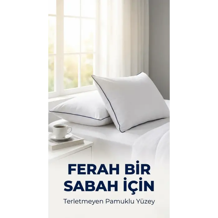 2 Adet Anti-Alerjik Nano Jel Yastık 50x70 Yıkanabilir Pamuk