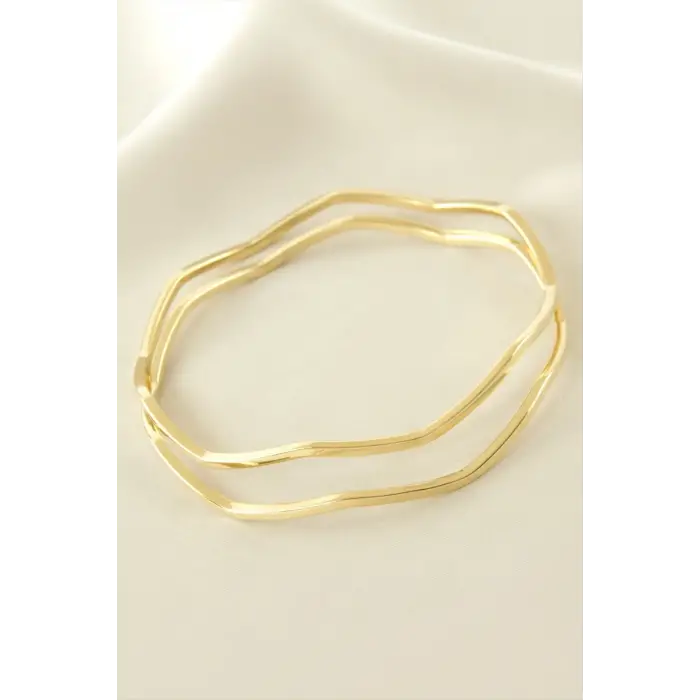 2 Adet Zikzak Ajda Lüks Çelik Bilezik 65*2 mm