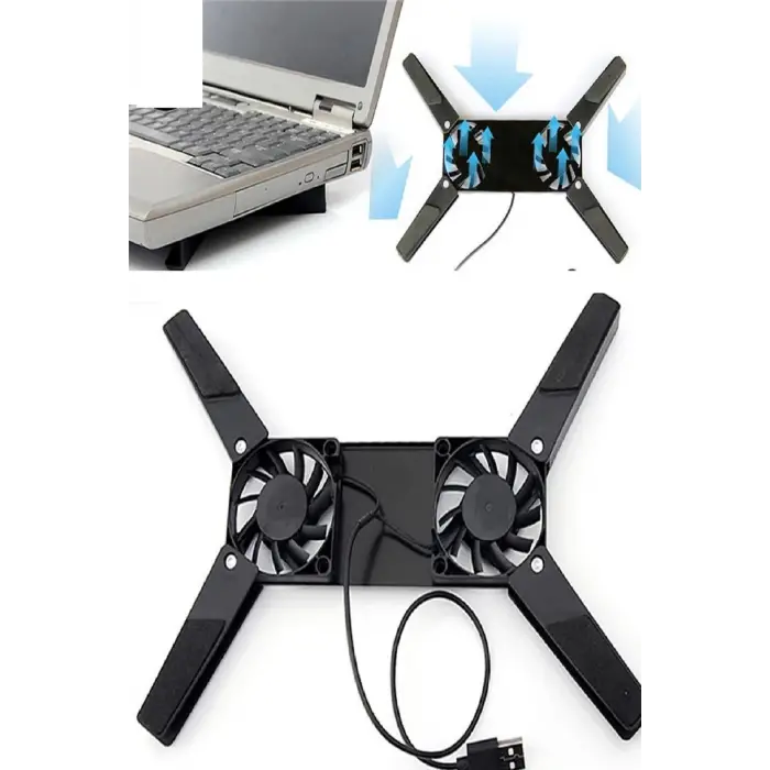 2 Fanlı Notebook Soğutucu Portatif Katlanabilir Laptop Soğutucu Fan Usbli Stand Bilgisayar Fanı (336336)