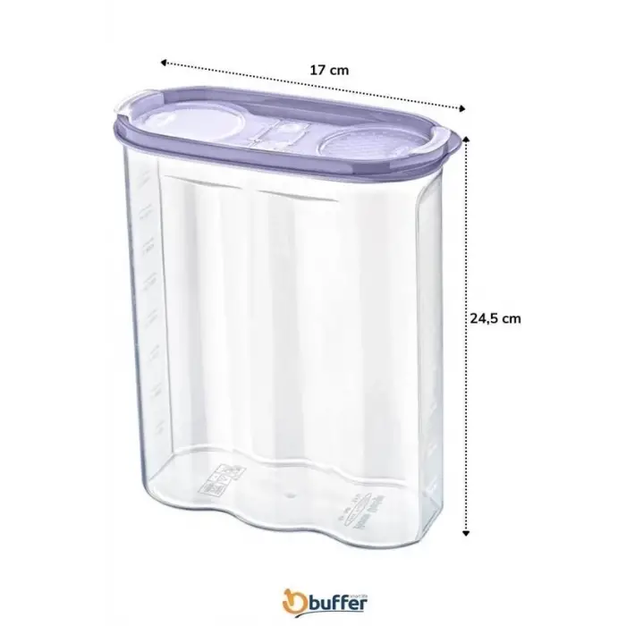 2 Kapaklı Ölçekli Erzak Kuru Gıda Saklama Kutusu Kabı 2,4 Litre-sa940