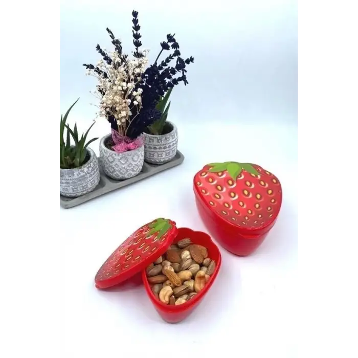 2li İç İçe Geçebilen Çilek Model Saklama Ve Beslenme Kabı Seti (550 Ml + 250 Ml)
