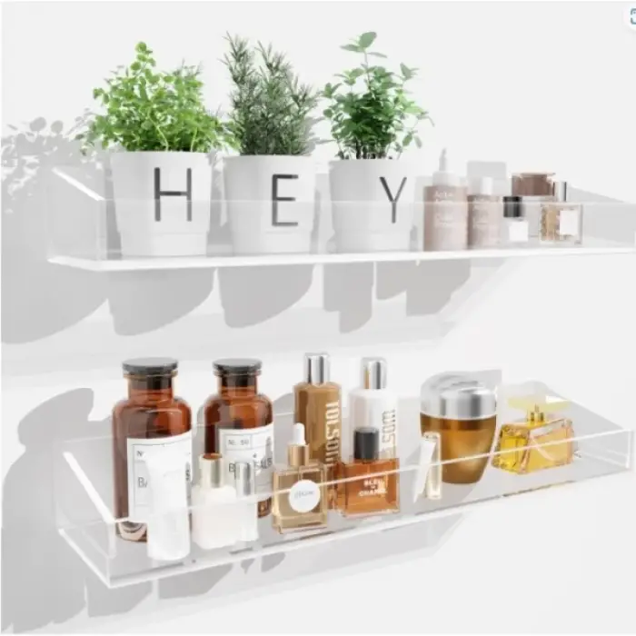 2li Şık ve Minimalist Tasarımlı Şeffaf Duvar Rafı