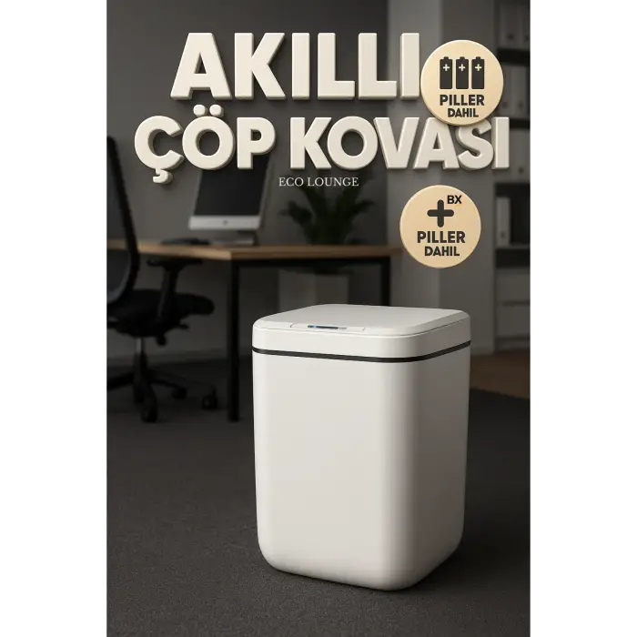 20 Lt Akıllı Çöp Kovası – Ofis Mutfak Banyo İçin İdeal Hareket Sensörlü, Hijyenik, Estetik