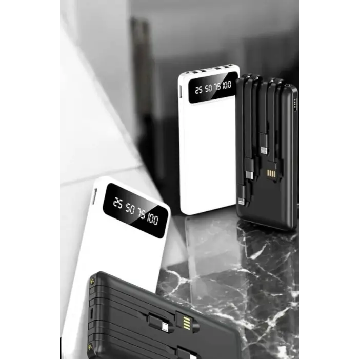 20.000 Mah Led Işıklı Lcd Ekran Usb Girişli Type-c Lightning Powerbank