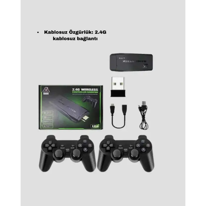 20000 Oyunlu 4K Retro Game Stick – Kablosuz Çift Kollu Atari Konsolu